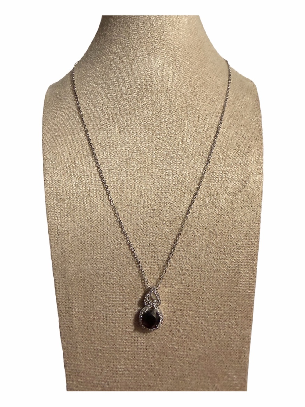 GRA Moissanite Silver Pendant Necklace - Black Center Stone - Picture 2 of 5